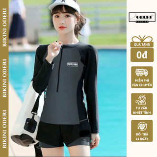  MS578  Đồ bơi nữ bikini đi biển 2 mảnh quần đùi 2 lớp áo TAY DÀI  kín đáo thể thao năng động 