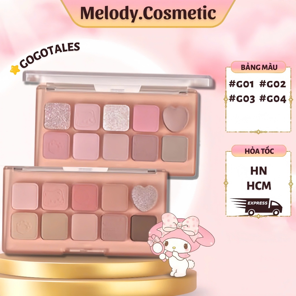 [GOGO TALES] Bảng Phấn Mắt 10 Ô Gogo Tales Mèo Ngọt Ngào MELODY.COSMETIC Sweet Misty Cat Makeup C358
