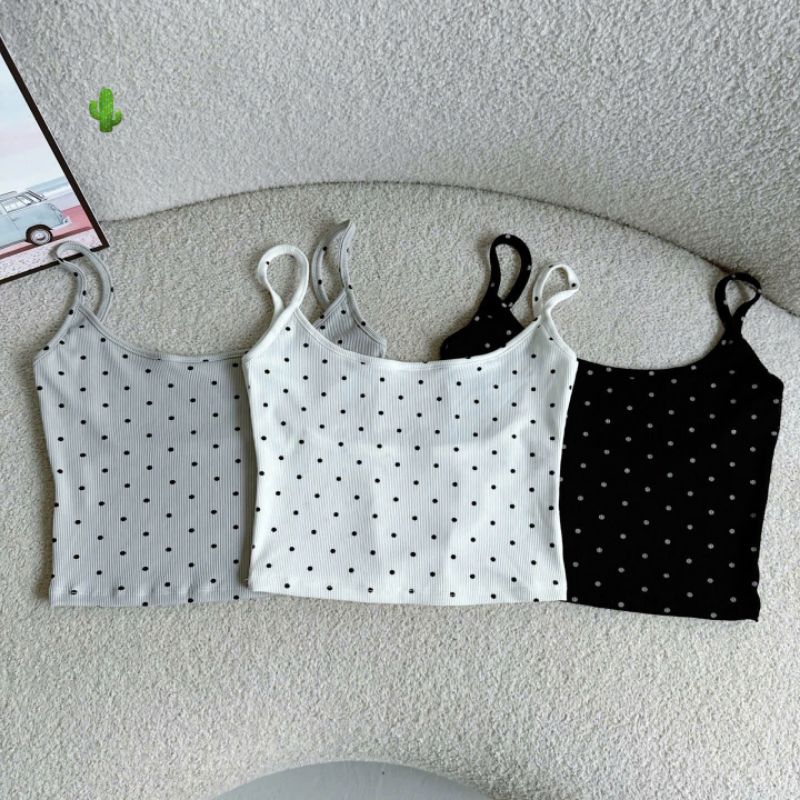 Áo Hai Dây Chấm Bi Full Croptop | BigBuy360 - bigbuy360.vn