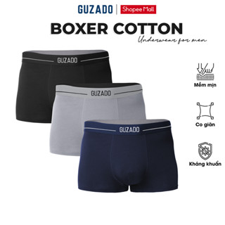 [MUA 2 TẶNG 1 SỊP]Combo 3 Quần Lót Boxer Nam Guzado Cotton Compact Dáng Trunk Co Giãn, Kháng Khuẩn Vượt Trội CB3GBX
