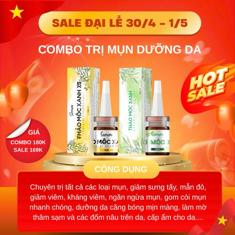 COMBO SERUM THẢO MỘC XANH 5ml (1 xanh - 1 vàng)