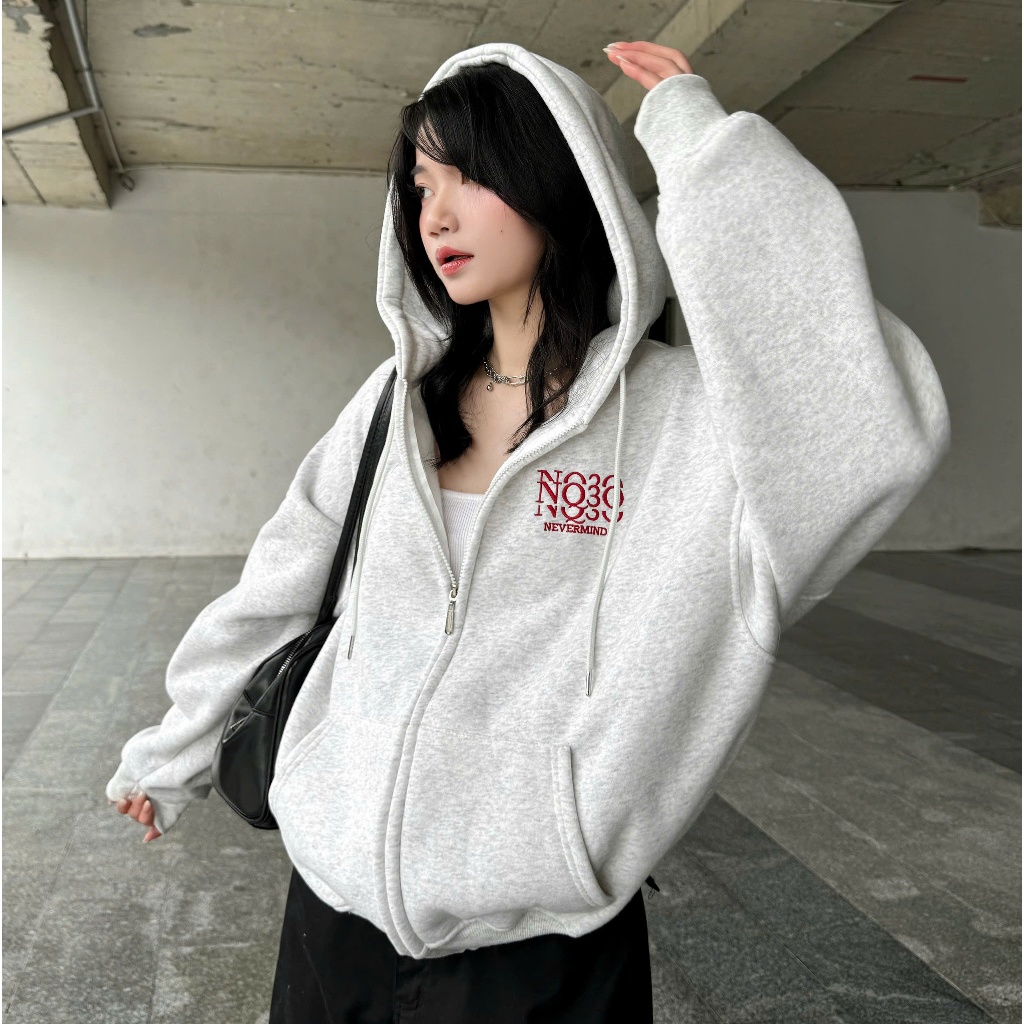 Áo Khoác Hoodie Zip Nỉ Cotton Thêu Xù NQ30 MISO  Form Boxy Nam Nữ Unisex | BigBuy360 - bigbuy360.vn