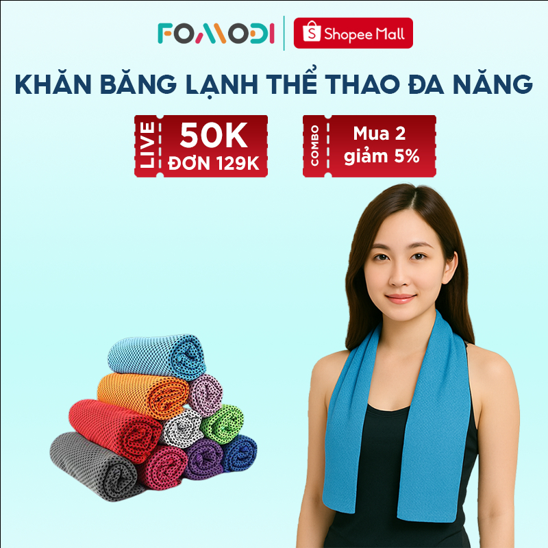 Khăn băng lạnh thể thao Fomodi thấm hút mồ hôi thoáng mát giảm nhiệt cho chạy bộ tập gym