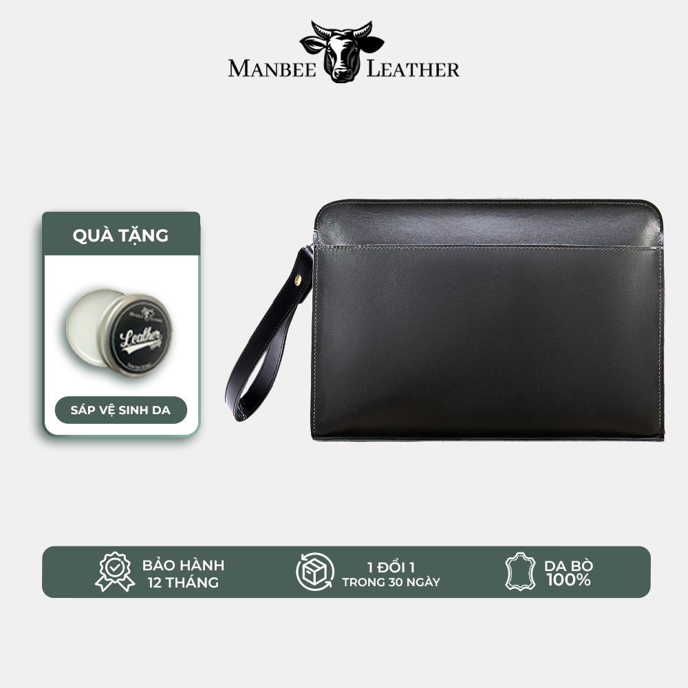 Túi Clutch Nam Da Bò Manbee 2753 – Ví Cầm Tay Cao Cấp Kẹp Nách Size 26 Thời Trang Đi Tiệc Đi Làm Sang Trọng