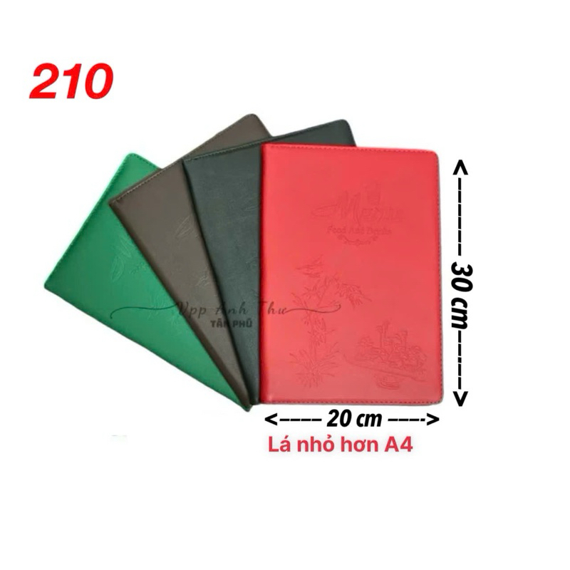 210 - CUỐN MENU - BÌA MENU DA 10-20 LÁ CAO CẤP( KT BÌA : 20x30cm)