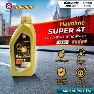  Dầu nhớt Tổng hợp toàn phần xe số - Caltex Havoline Super 4T Fully Synthetic 5W-40  Can 1L  