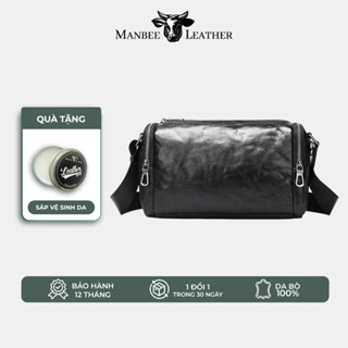 Túi Đeo Chéo Đeo Vai Nam Da Bò Nguyên Tâm Manbee 6071 - Túi Messenger Công Sở Nam Size 28 Đựng Ipad Mini Đi Học Đi Làm