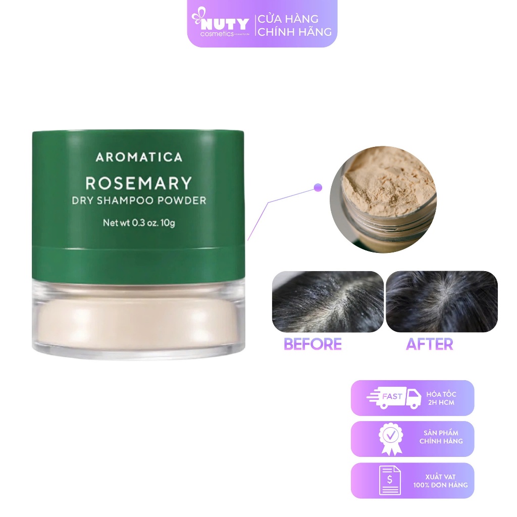 Phấn Gội Khô Hương Thảo Aromatica Rosemary Dry Shampoo Powder (10g)