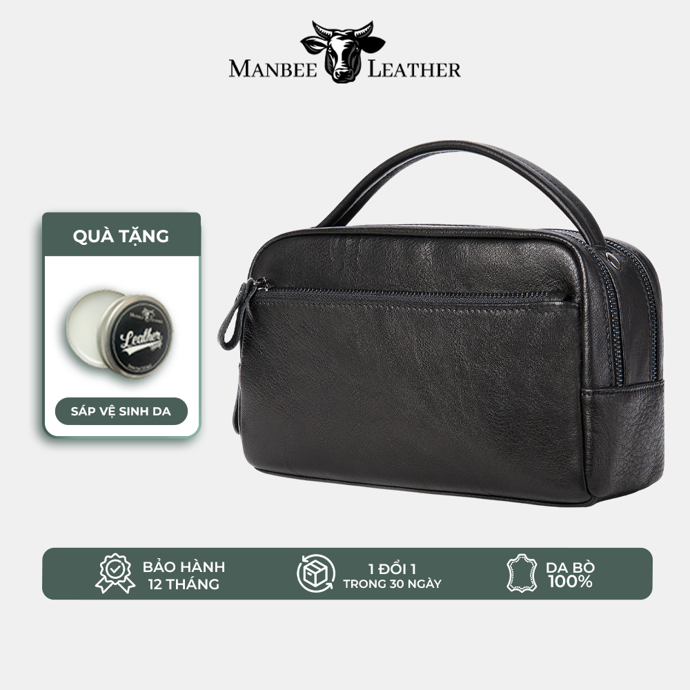 Clutch Nam Da Bò Thật Cao Cấp Manbee 7460 – Túi Cầm Tay Golf Nam Size 23cm Mềm Mại Sang Trọng Đựng Ví Điện Thoại