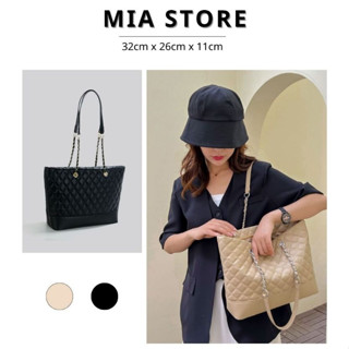 Túi xách công sở nữ túi tote đeo vai chất da PU lớn đi học đi làm đựng vừa A4 laptop dây xích có khoá kéo size 32 Mia 11