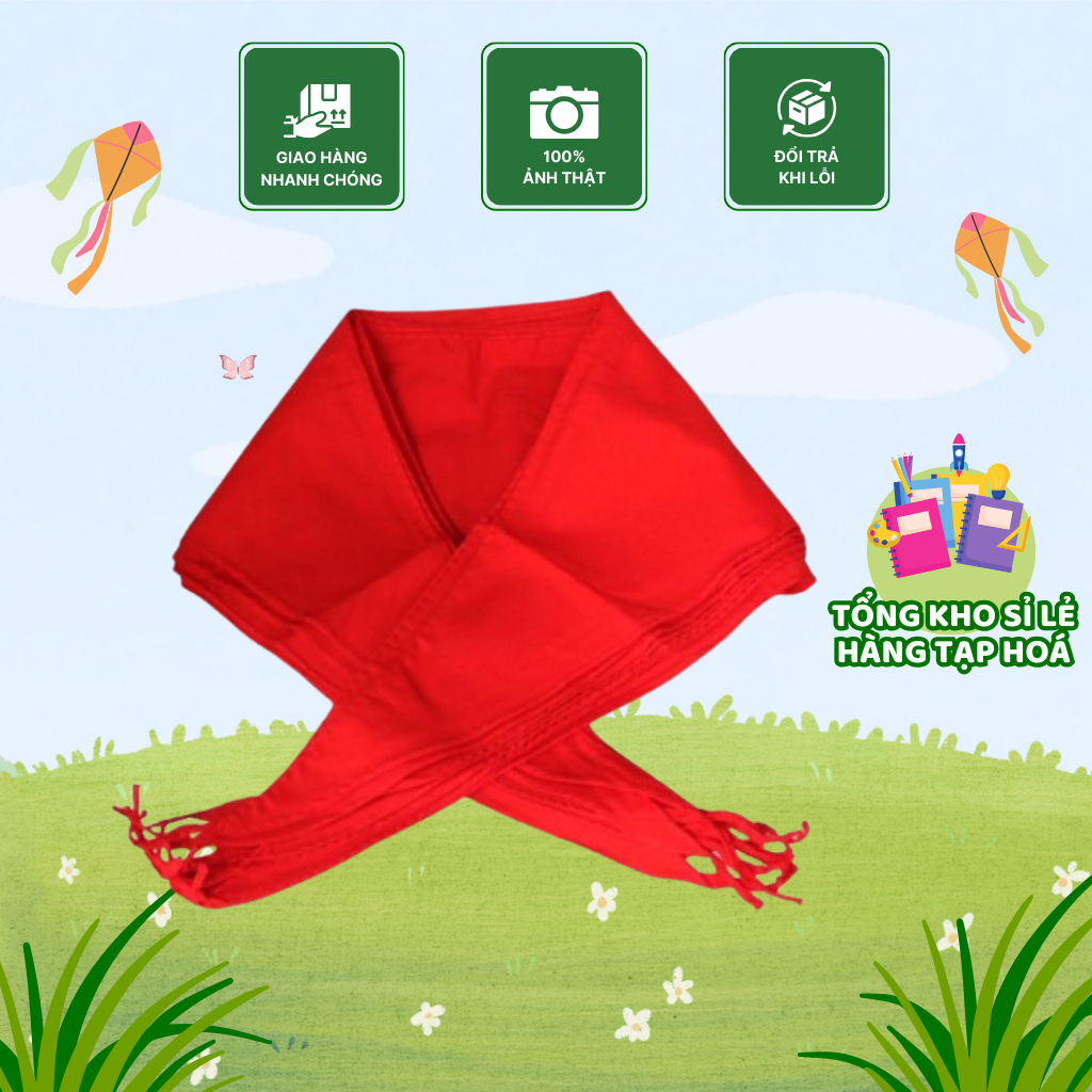 SỈ 10 CHIẾC KHĂN QUÀNG ĐỎ CÓ VIỀN CHO HỌC SINH.HÀNG DẦY LOẠI DÀI