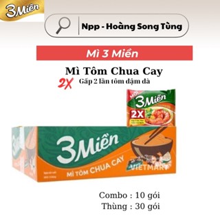  MÌ 3 MIỀN TÔM CHUA CAY 2X  THÙNG 30 GÓI 