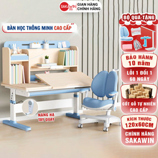 [Đặc Biệt] Bàn học chống gù cốt gỗ tự nhiên Sakawin SO04, Bàn học cao cấp cho bé, Kích thước lớn 1m2