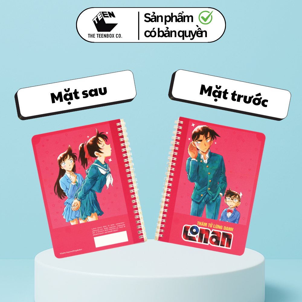 Sổ Tay Lò Xo Detective Conan A5 | Phiên Bản Kỷ Niệm 30 Năm – Hồng (Shinichi, Ran, Conan)