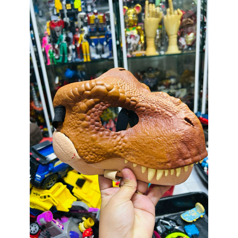 Mặt nạ Cosplay Khủng Long JURASSIC WORLD TYRANNOSAURUS REX MASK 2017 MATTEL BROWN chính hãng ( Hàng 