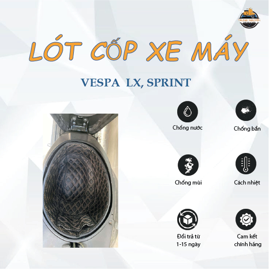 Lót cốp xe máy Vespa LX , sprint da Nappa cách nhiệt cao cấp và chống va đập shop Trung Nguyên