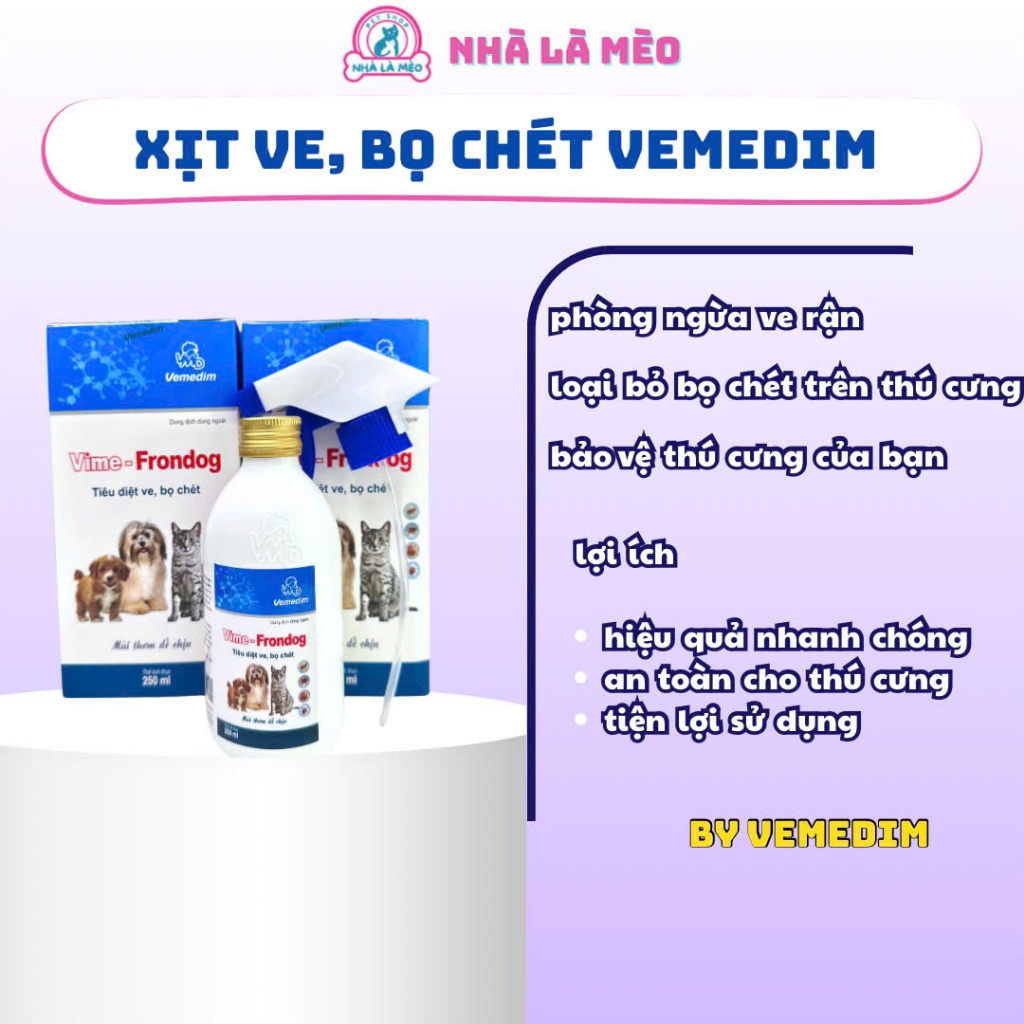 Xịt VIME - FRONDOG ( tiêu diệt ve, bọ chét cho cún, mèo )