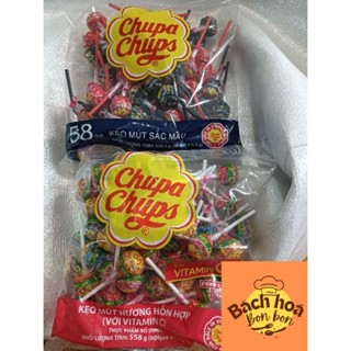 Bịch Kẹo Mút Chupa Chups hương vị trái cây 60 que và vị cola hỗn hợp 58 que đồ ăn vặt tuổi thơ