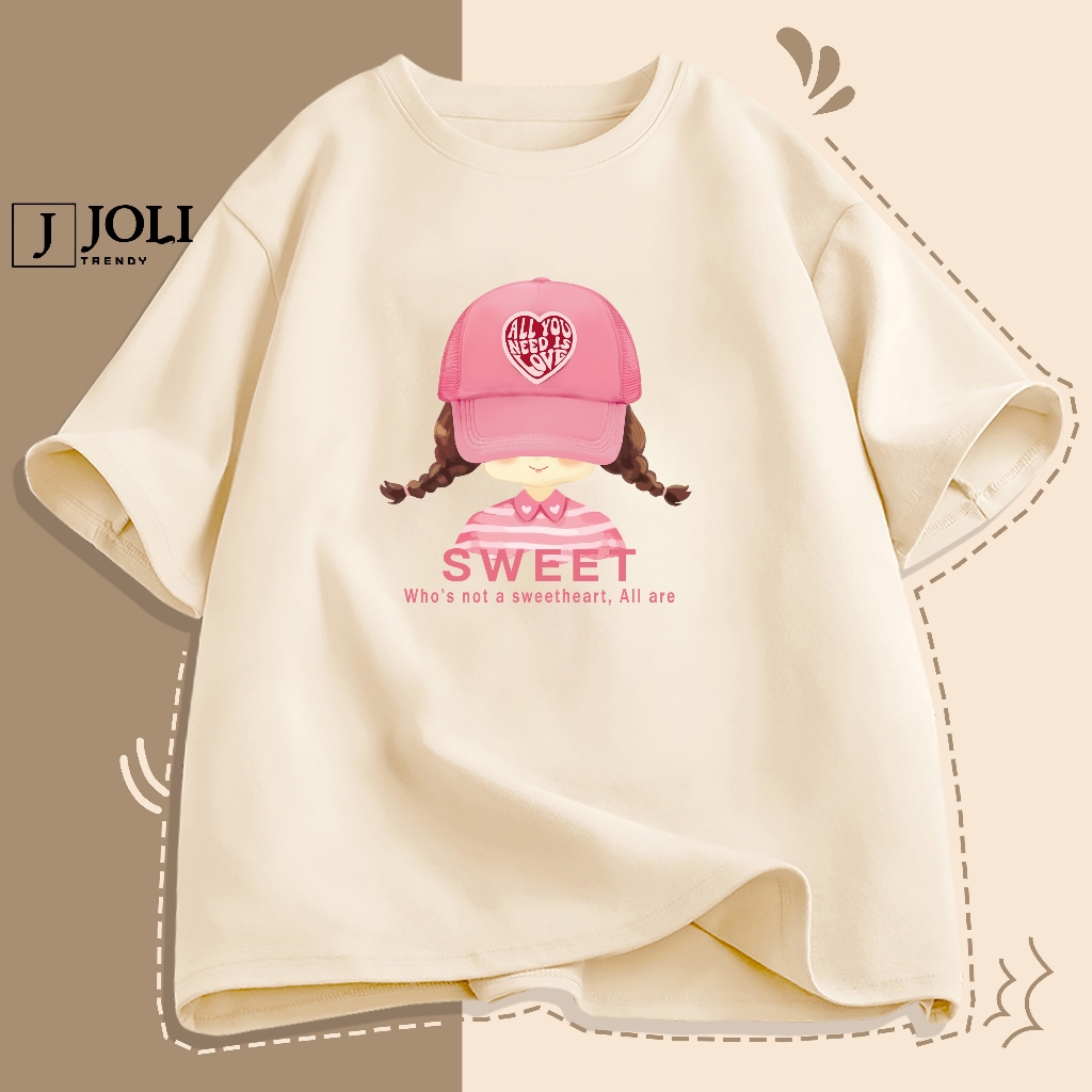 Áo Thun Nam Nữ Unisex Tay Lỡ By JOLI Mã TN Girl Sweet In Hình Chất Cotton Form Rộng Phong Cách Ulzzang J Joli Trendy | BigBuy360 - bigbuy360.vn