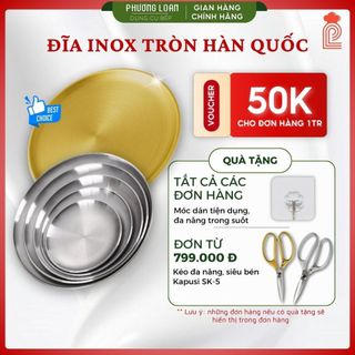  Đĩa Inox Tròn Hàn Quốc Đựng Thức Ăn Hoa Quả Bằng Thép Không Gỉ Cao Cấp Size 14cm 17cm 20cm 
