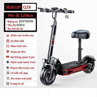  Xe scooter điện SEALUP Q28 bản 60v 500W đi 160km trang bị màn hình LED lớn tốc độ 60km có giảm sóc khóa từ xe NFC 