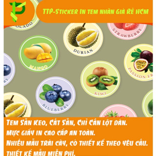 100 Tem hương trái cây dán nắp chai Decal Sticker lột dán Cắt Sẵn