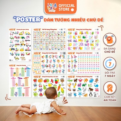 [TẶNG KEO] Bảng chữ cái Lalala Baby poster dán tường đồ chơi giáo dục sớm kích thước 40x60cm