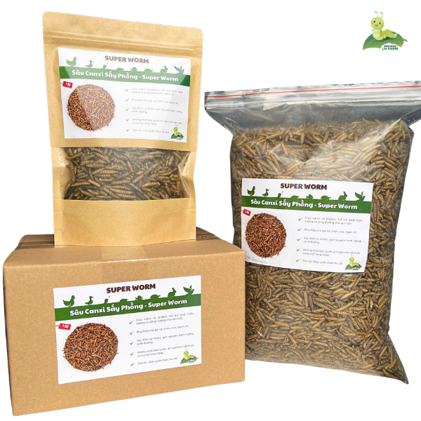 Sâu canxi sấy khô, sấy phồng dành cho gà mái đẻ, gà đá, cá koi, chim trĩ...Super Worm