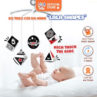 Đồ chơi treo nôi kích thích thị giác 5D cho bé sơ sinh Lala Shapes treo cũi đen trắng đỏ của Lalala baby