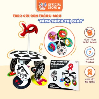 Bộ treo cũi nôi đen trắng - màu cho bé Lalala Baby, 10 thẻ gắn nhãn theo độ tuổi - Giáo dục sớm kích thích thị giác