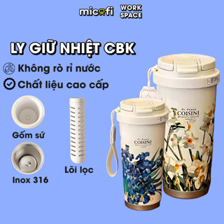  Bình Giữ Nhiệt Micofi Ly Giữ Nhiệt Đựng Nước Có Lọc Trà Ống Hút Lót Gốm 500ml Inox 316 Cao Cấp Nước Nóng Lạnh Chống Tràn 
