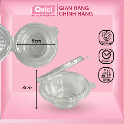 Hủ sốt nhựa nắp liền 50 cái đựng panna cotta, nước chấm ONICI size 2oz 60ml