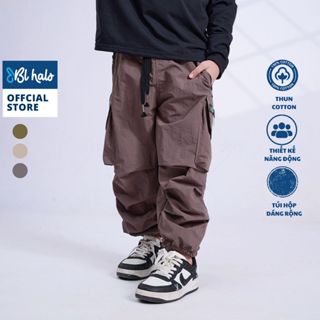  Quần Dài Cho Bé Trai 8-38kg  80-150cm  Quần Gió Túi Hộp BL HALO Dáng Rộng 3 Màu Vải Dù Phong Cách Hiphop Năng Động QDG28 