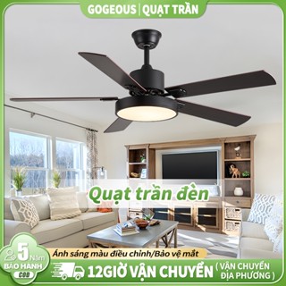 【COD Quạt trần phòng khách cánh gỗ quạt trần đèn Bắc Âu Điều khiển từ xa Remote 106/122/132cm