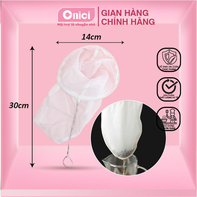 Vợt vải trắng lọc trà, cafe quai inox ONICI