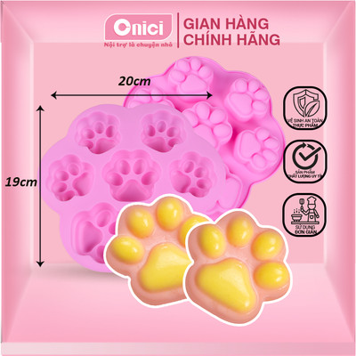 Khuôn 7 chân mèo 3D silicon làm bánh pudding, tàu hủ, khúc bạch dễ thương Bếp Của Mẹ Onici