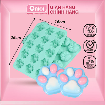 Khuôn chân mèo 3D silicon làm bánh pudding, tàu hủ, khúc bạch dễ thương Bếp Của Mẹ Onici 15 chân