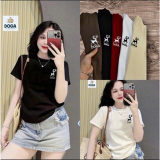  Áo thun dáng babytee thêu nai họa tiết DOGA cao cấp đủ size 5 màu mã 193 