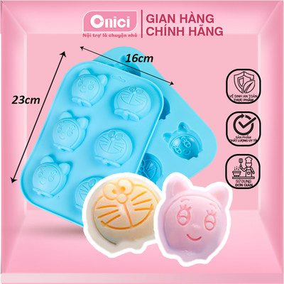 Khuôn Doraemon, Doremi silicon làm bánh pudding, tàu hủ, khúc bạch dễ thương ONICI khuôn 6 hình