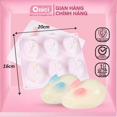 Khuôn con thỏ silicon làm bánh pudding, tàu hủ, khúc bạch dễ thương ONICI khuôn 6 con thỏ