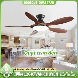 【COD Quạt trần phòng khách cổ ngắn Gogeous 56inch quạt treo trần LED quạt trần 5 cánh 