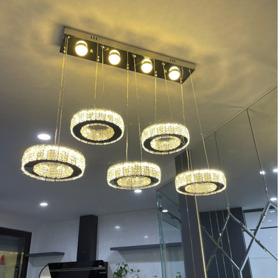 Đèn thả MONSKY PEAL pha lê hiện đại trang trí nội thất cao cấp có led ở mâm đế [VIDEO THẬT 100%]