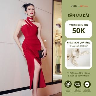 Vella Fashion đầm midi xẻ tà đi tiệc nữ VD22099 - xanh