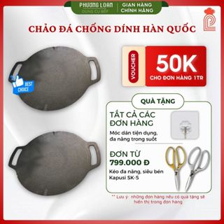 Chảo Đá Chống Dính Hàn Quốc, Chảo Nướng Bếp Từ Chảo Đá Bếp Gas, Chảo Gang Bếp Từ 29 - 41cm Tiện Dụng