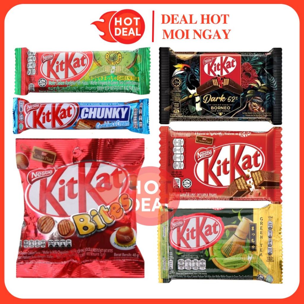 Thanh Socola KitKat Chunky/Matcha/Socola 2F/Bánh Xốp Phủ Socola Đủ Vị