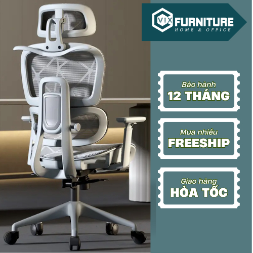 Ghế công thái học, ghế xoay văn phòng Full lưới, ghế làm việc ngã lưng cao cấp giá rẻ VixFurniture - VFEC02 | BigBuy360 - bigbuy360.vn