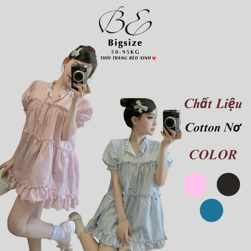 Váy Dự Tiệc Nữ From Babydoll (kèm Quần Trong) Vải Kẻ Cotton Nơ Cao Cấp Thanh lịch 40 - 95Kg Beos XIn