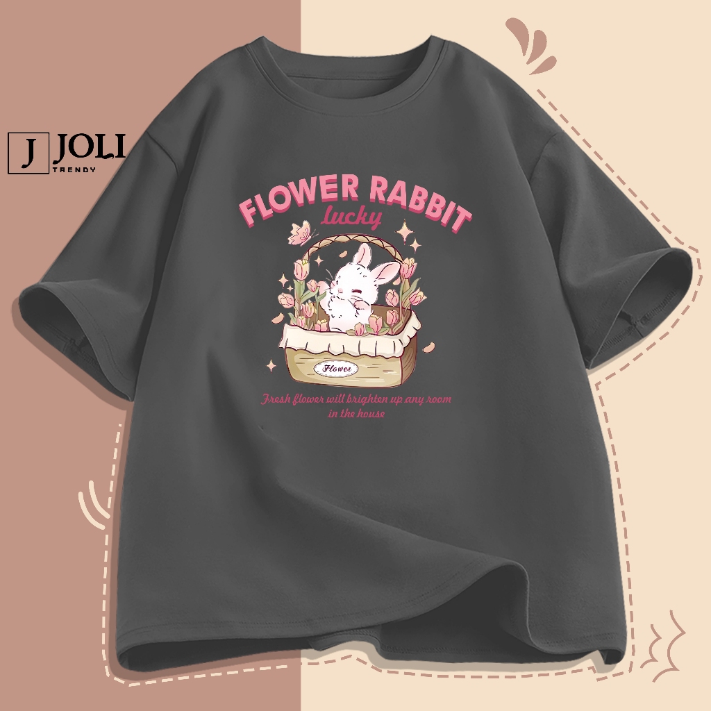 Áo Thun Nam Nữ Unisex Tay Lỡ By JOLI Mã TN Thỏ Trắng In Hình Chất Cotton Form Rộng Phong Cách Ulzzang J Joli Trendy | BigBuy360 - bigbuy360.vn