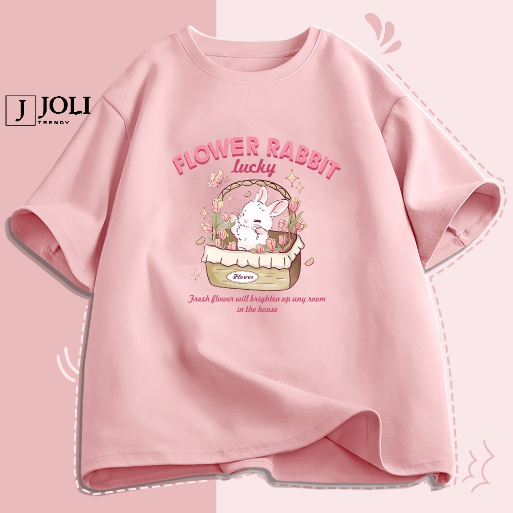 Áo Thun Nam Nữ Unisex Tay Lỡ By JOLI Mã TN Thỏ Trắng In Hình Chất Cotton Form Rộng Phong Cách Ulzzang J Joli Trendy | BigBuy360 - bigbuy360.vn