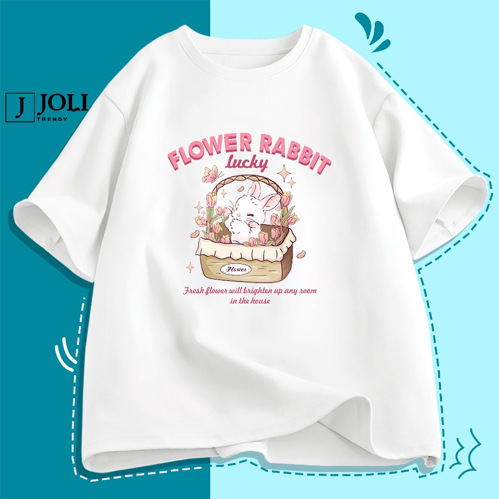 Áo Thun Nam Nữ Unisex Tay Lỡ By JOLI Mã TN Thỏ Trắng In Hình Chất Cotton Form Rộng Phong Cách Ulzzang J Joli Trendy | BigBuy360 - bigbuy360.vn